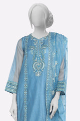 Blue Embroidered 3PC