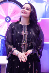 Embroidered Chiffon Black 3PC