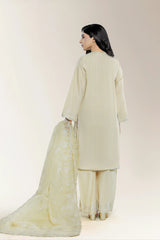 Embroidered Cotton Silk Beige 3PC