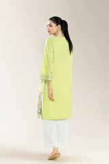 Dyed Embroidered Cambric Parrot Green Shirt