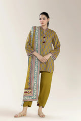 Printed Staple+Viscose Bana Dora Mustard 3Pc