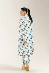 Printed Viscose Linen Ash White 2Pc