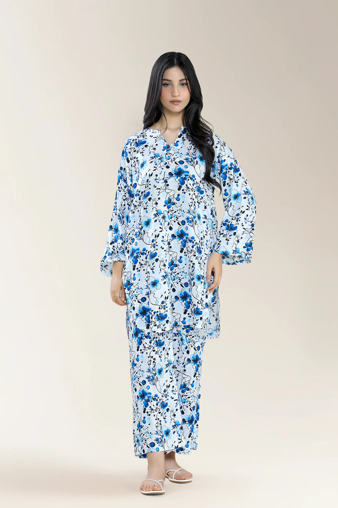 Printed Viscose Linen White 2Pc