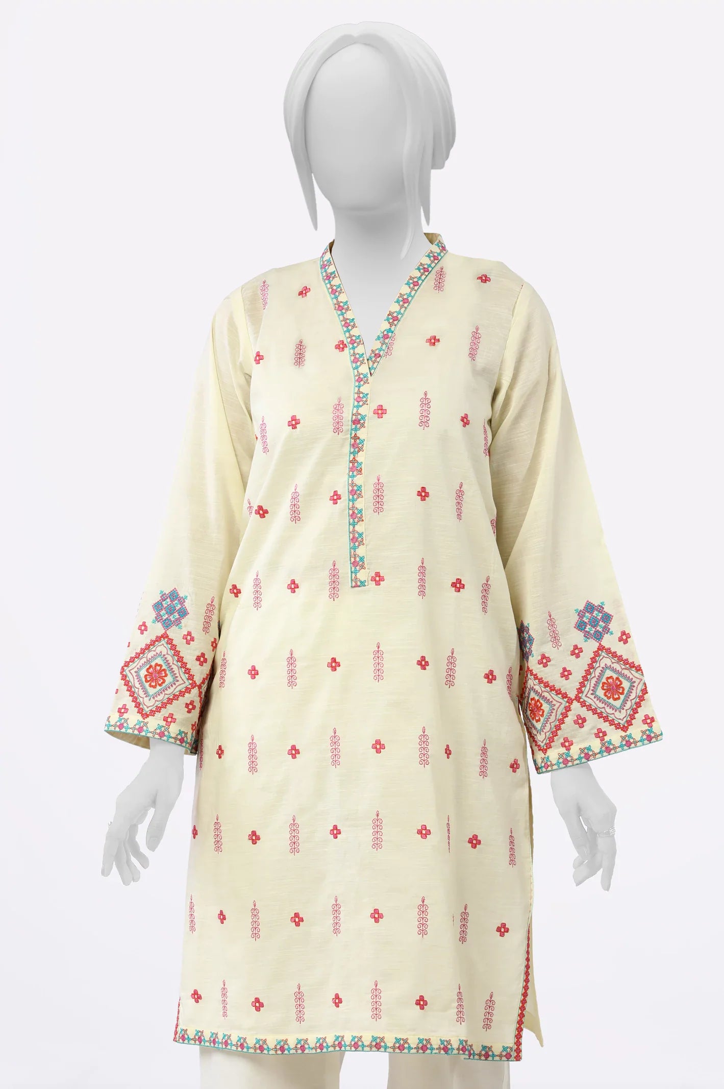 Cream Embroidered Kurti From Sohaye By Diners