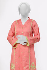 Tea Pink Embroidered Kurti From Sohaye By Diners