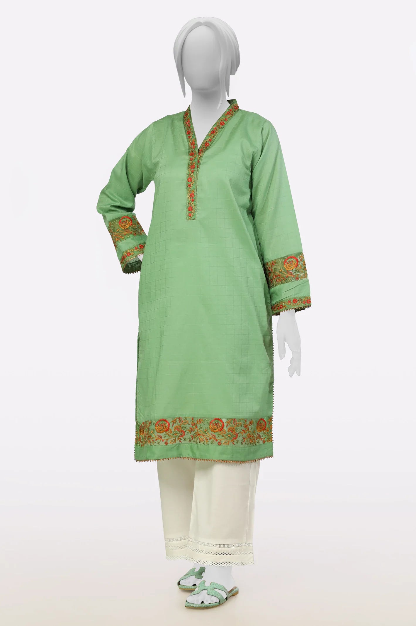 Green Embroidered Kurti From Sohaye By Diners