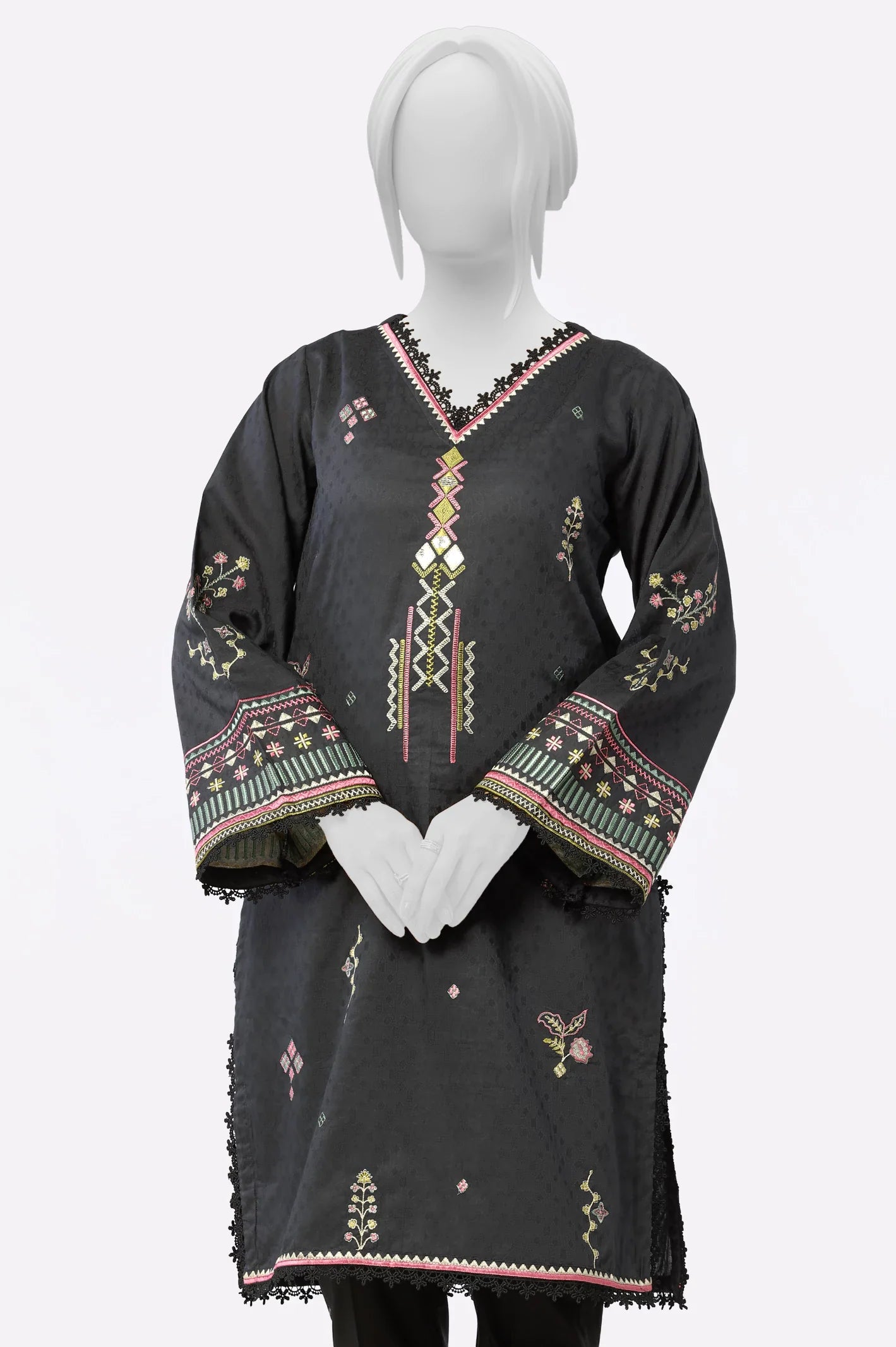 Black Embroidered Kurti From Sohaye By Diners