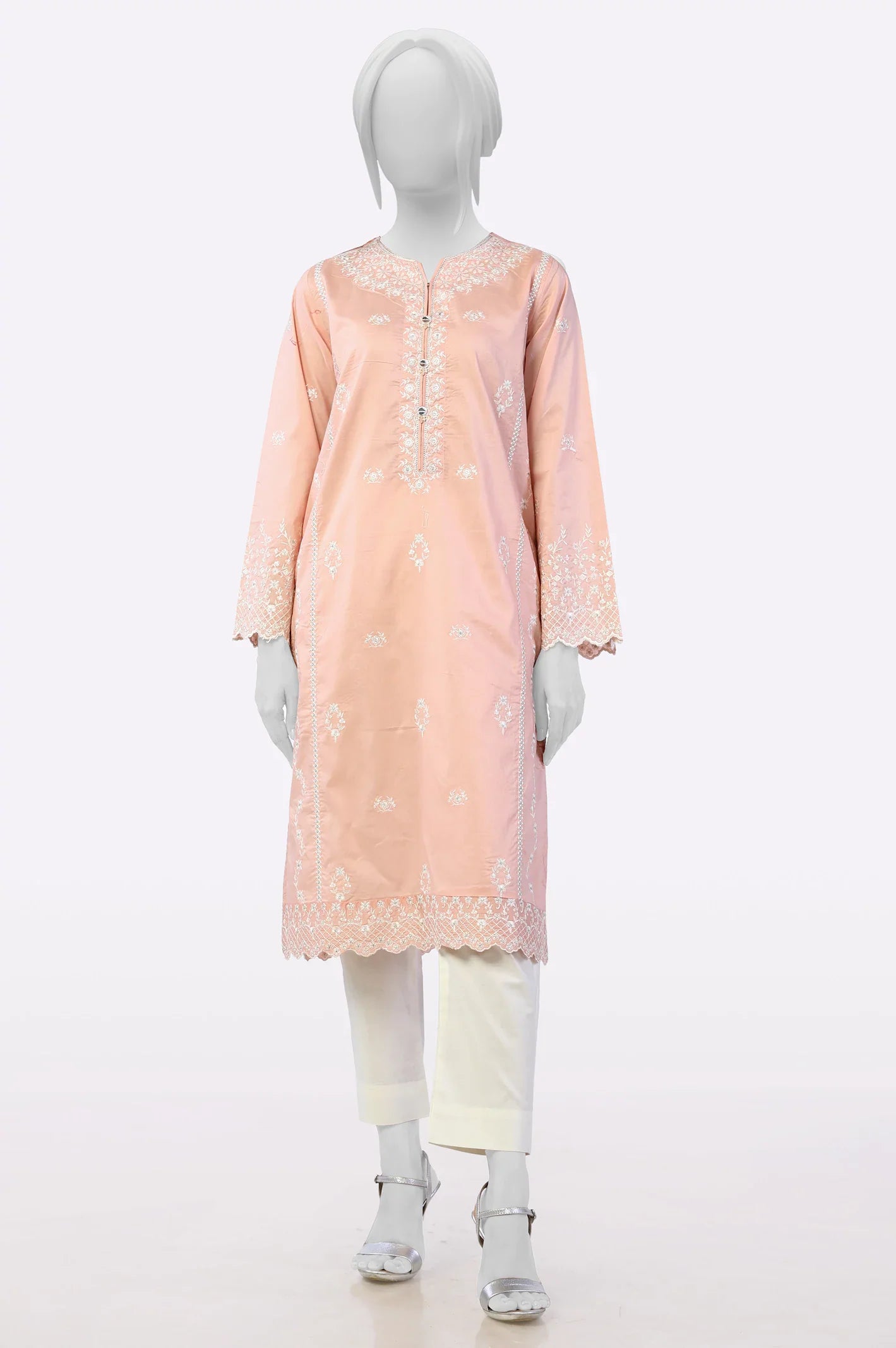 Light Pink Embroidered Kurti From Sohaye By Diners