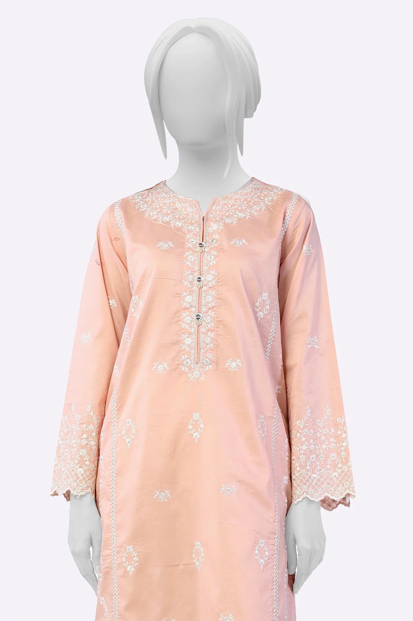 Light Pink Embroidered Kurti From Sohaye By Diners