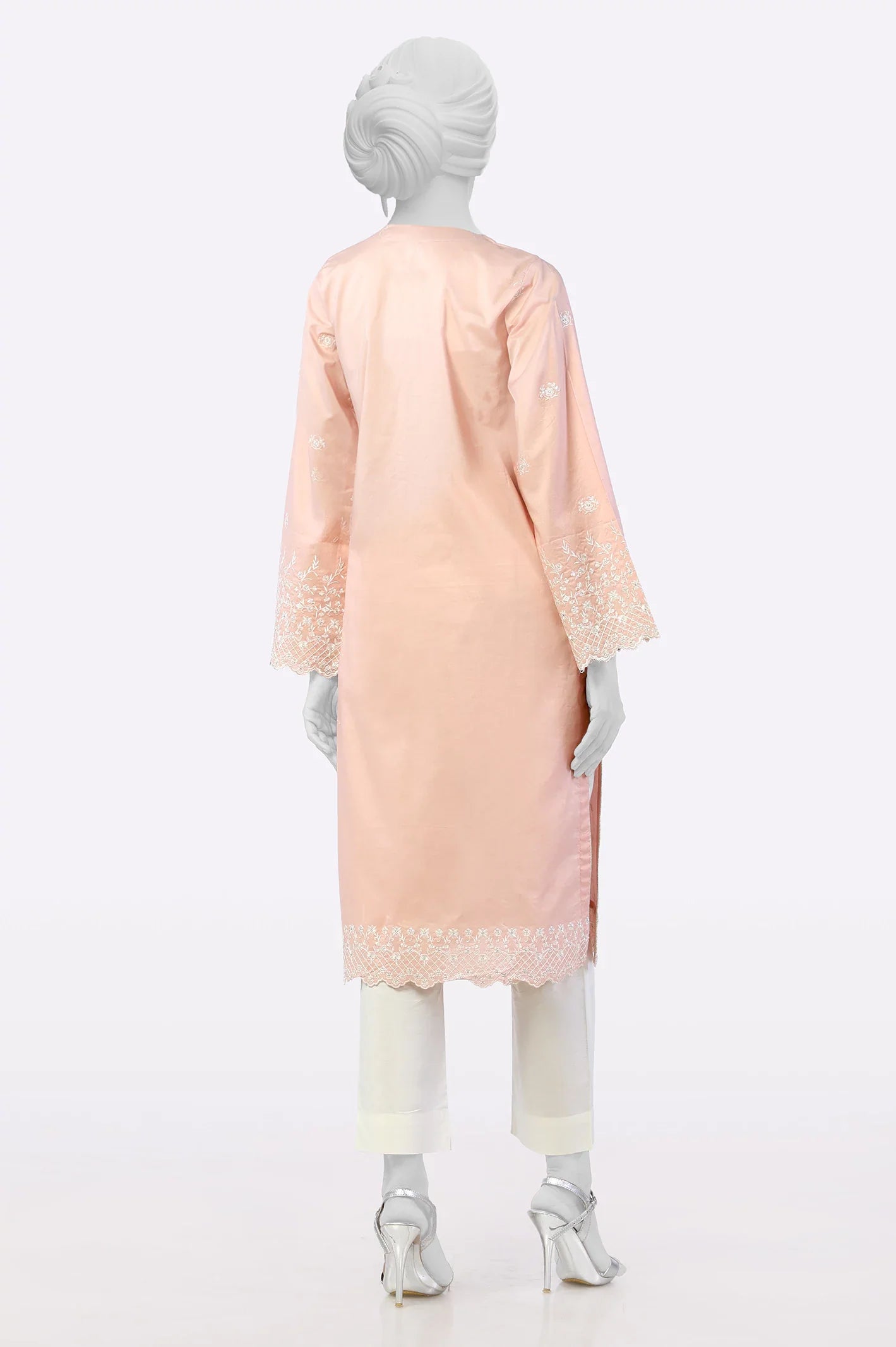 Light Pink Embroidered Kurti From Sohaye By Diners