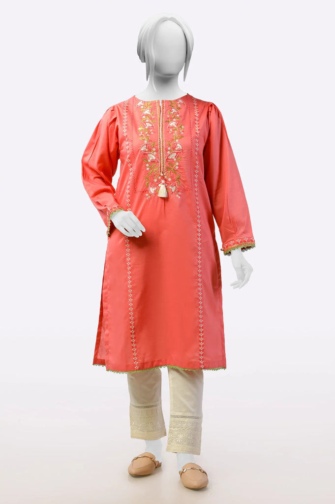 Peach Embroidered Kurti From Sohaye By Diners