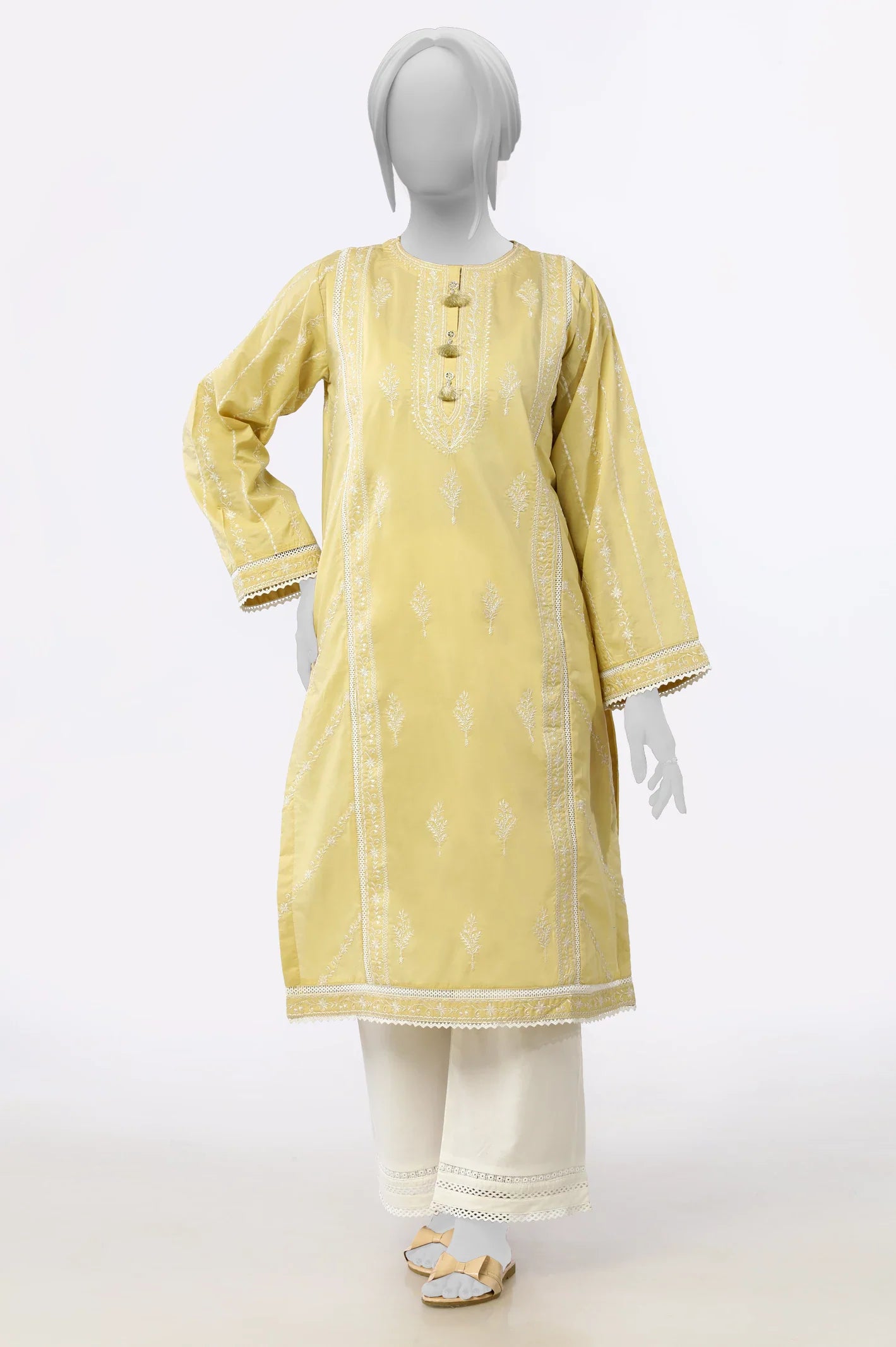 Yellow Embroidered Kurti From Sohaye By Diners