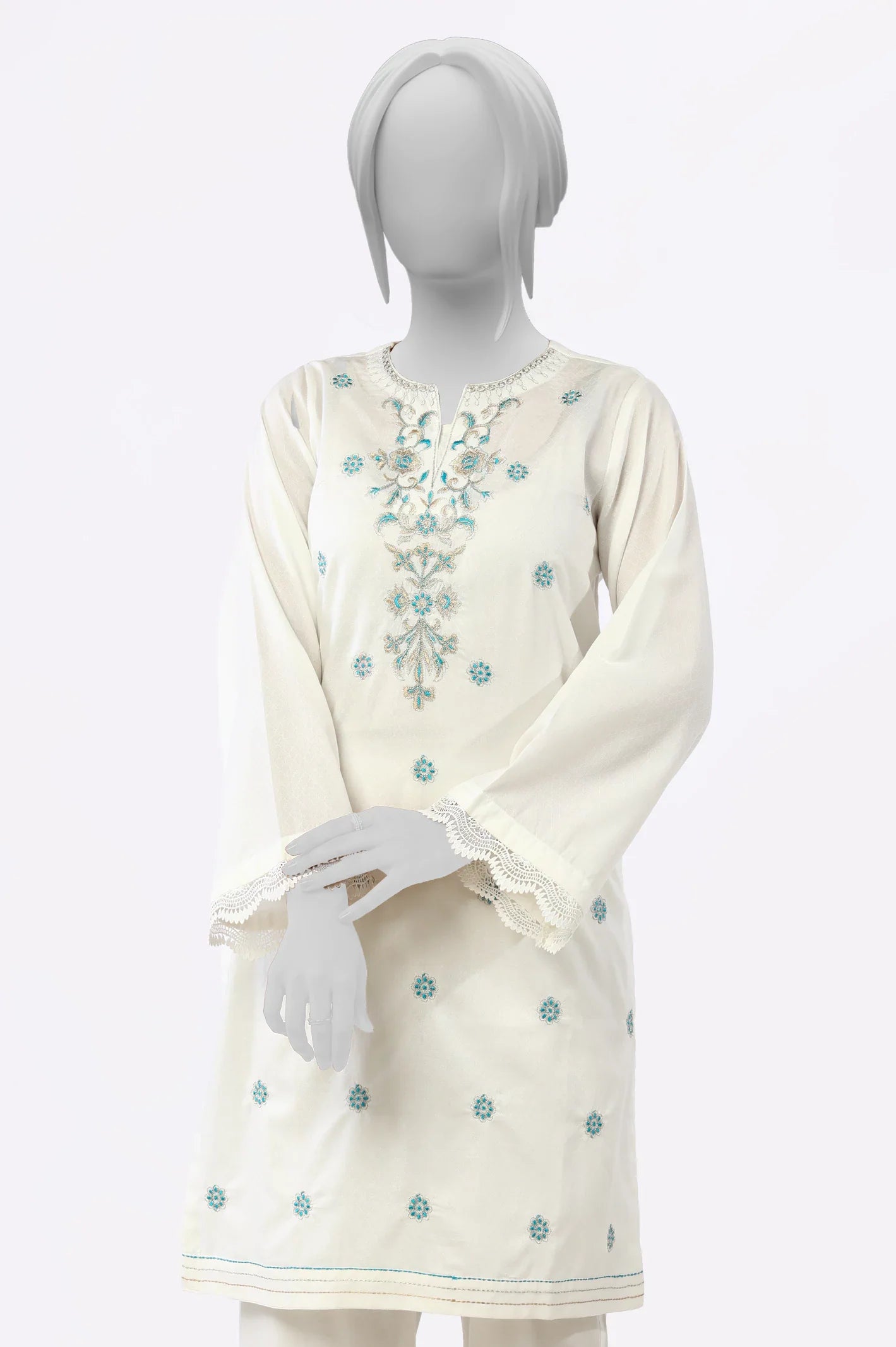 White Embroidered Kurti From Sohaye By Diners