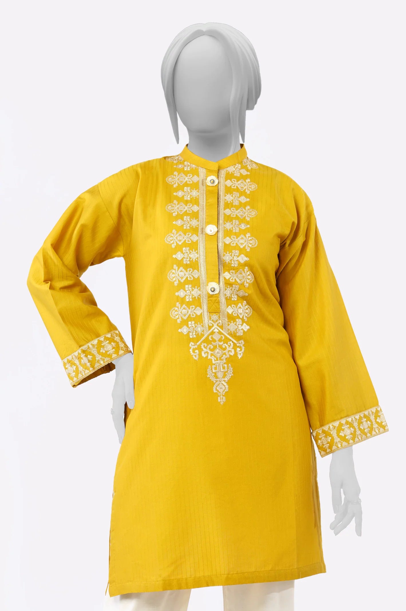 Mustard Embroidered Kurti From Sohaye By Diners