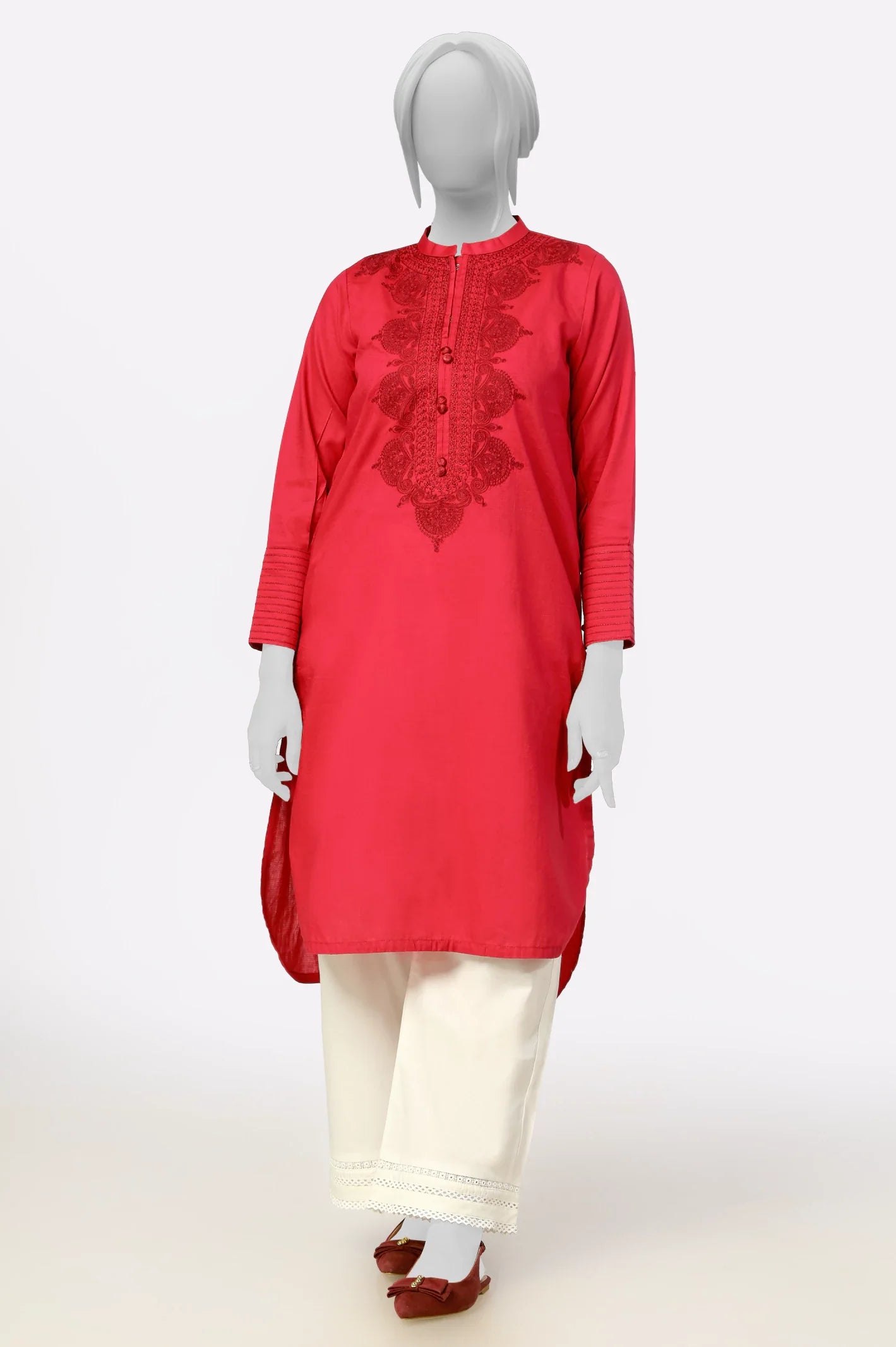 Maroon Embroidered Kurti From Sohaye By Diners