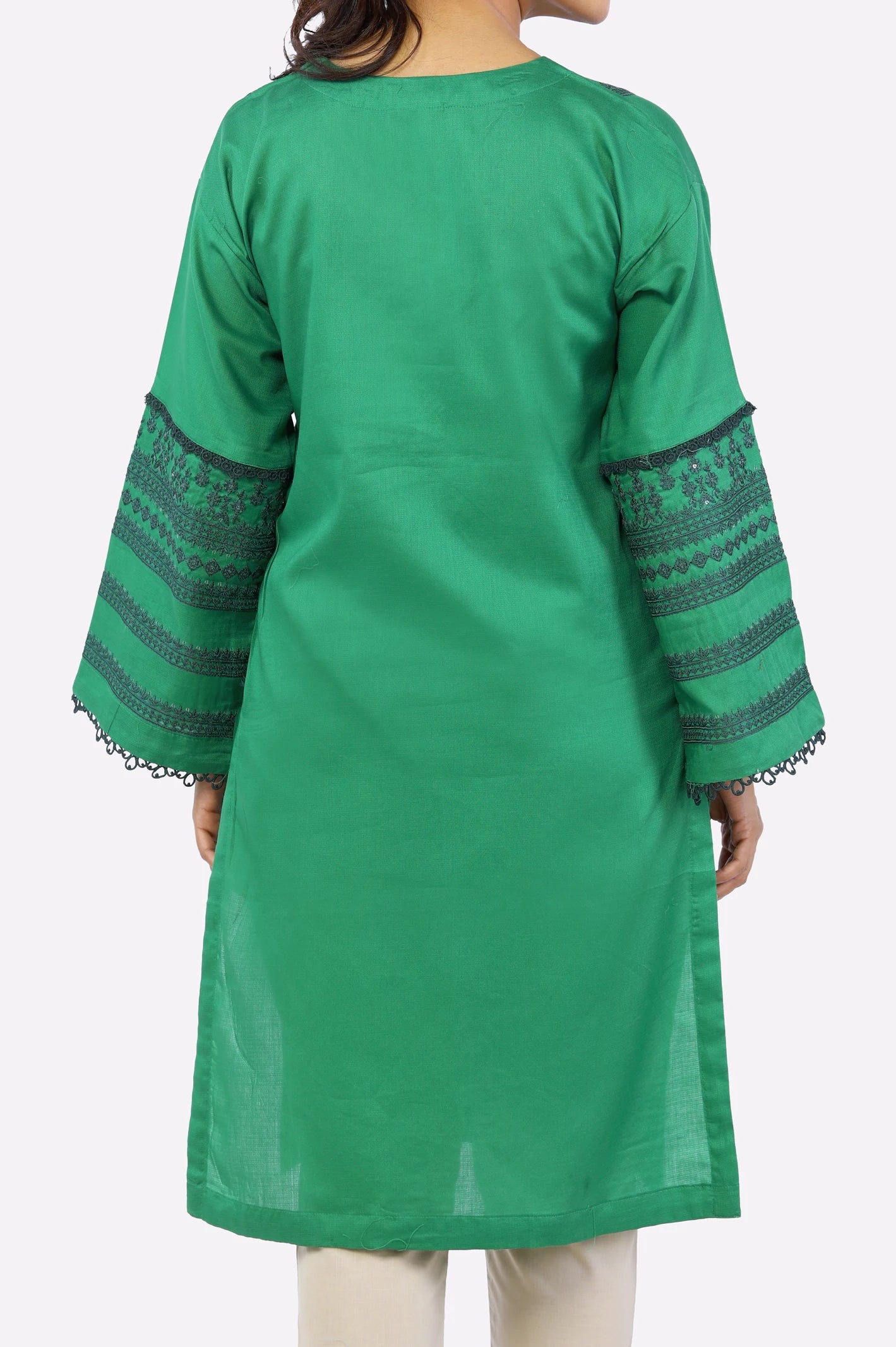 Dark Green Embroidered Ready To Wear Kurti for Womens