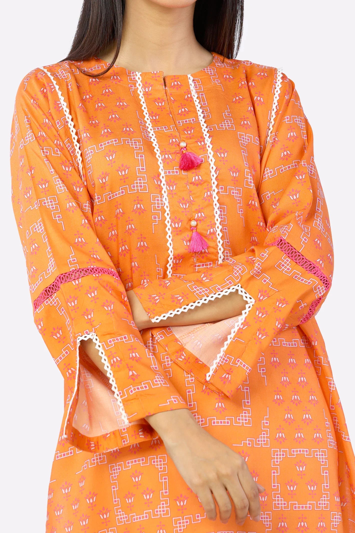 Orange Embroidered Kurti From Sohaye By Diners