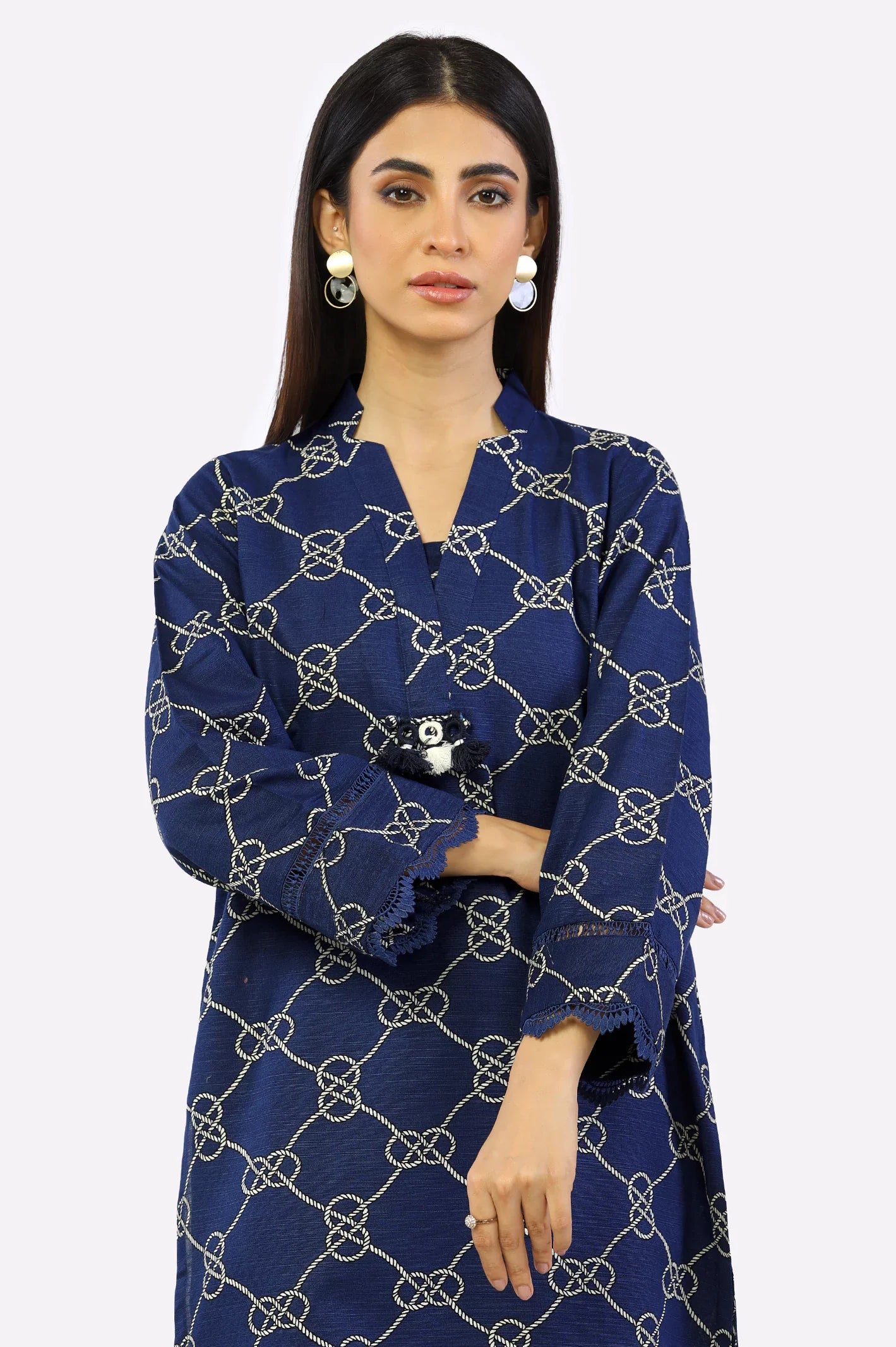 Blue Khaddar Printed Kurti From Sohaye By Diners