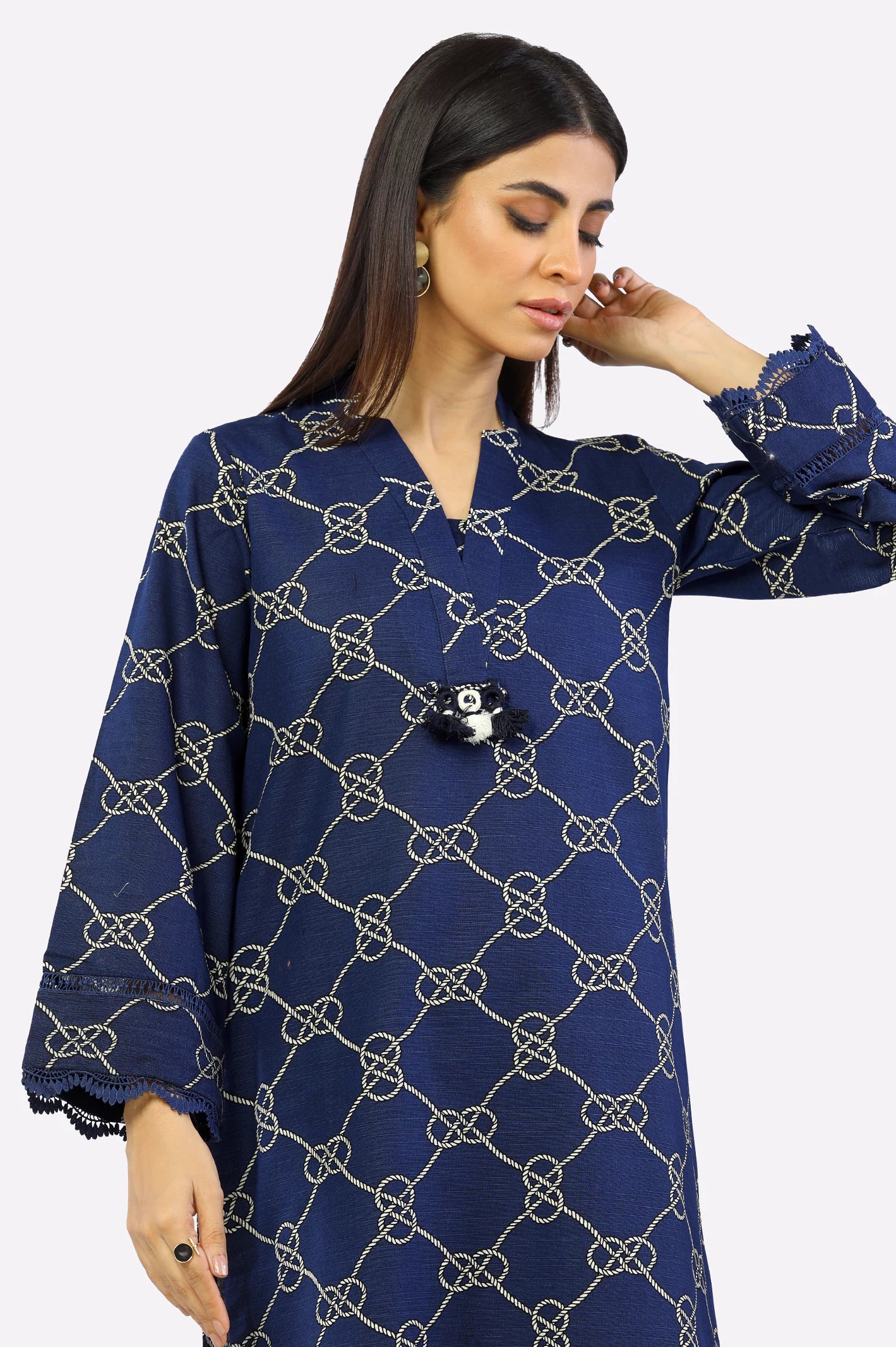 Blue Khaddar Printed Kurti From Sohaye By Diners