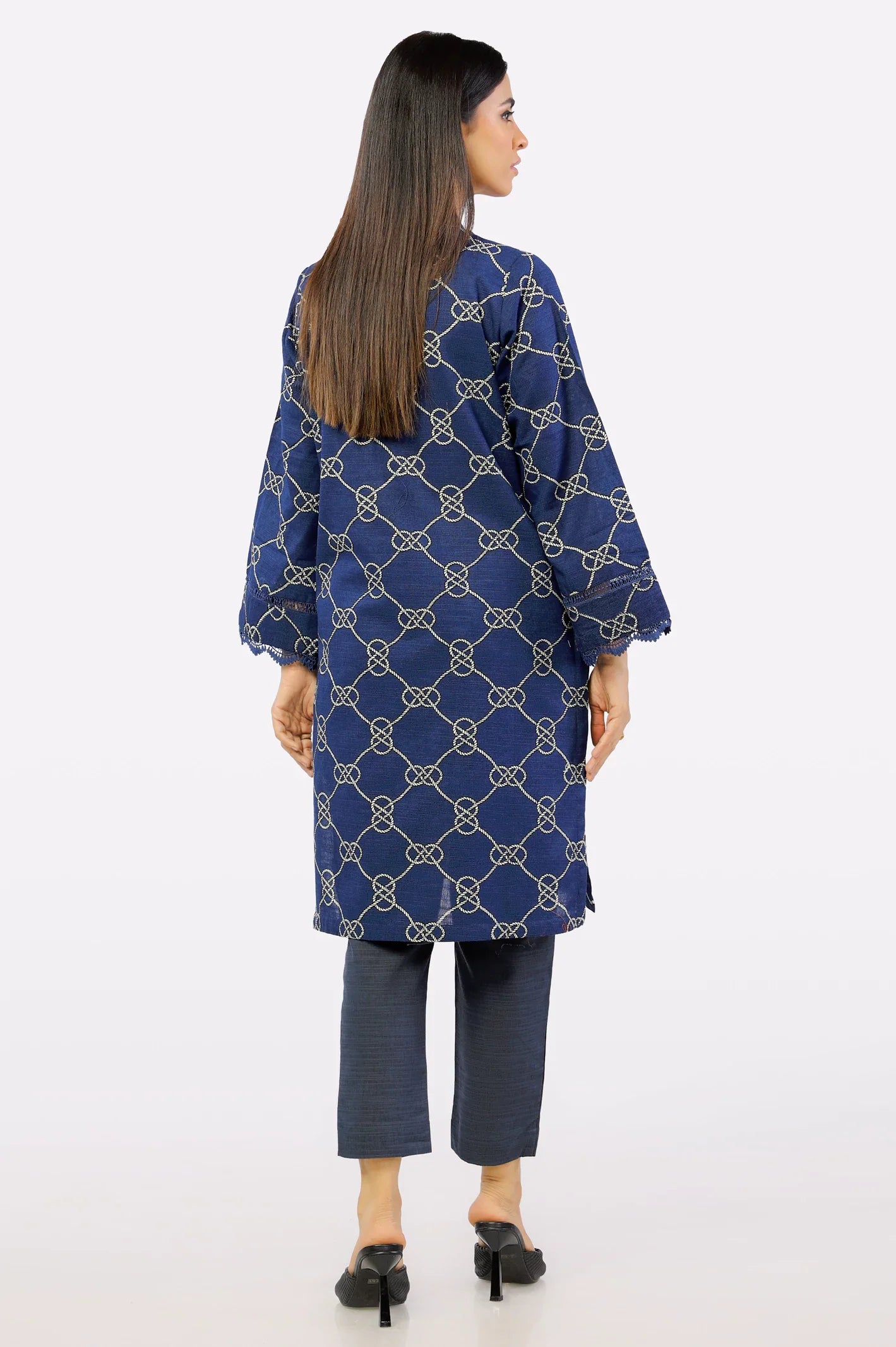 Blue Khaddar Printed Kurti From Sohaye By Diners