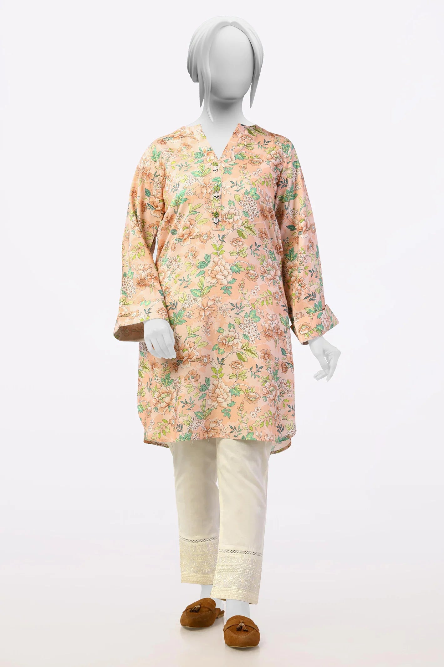 Peach Printed Kurti From Sohaye By Diners