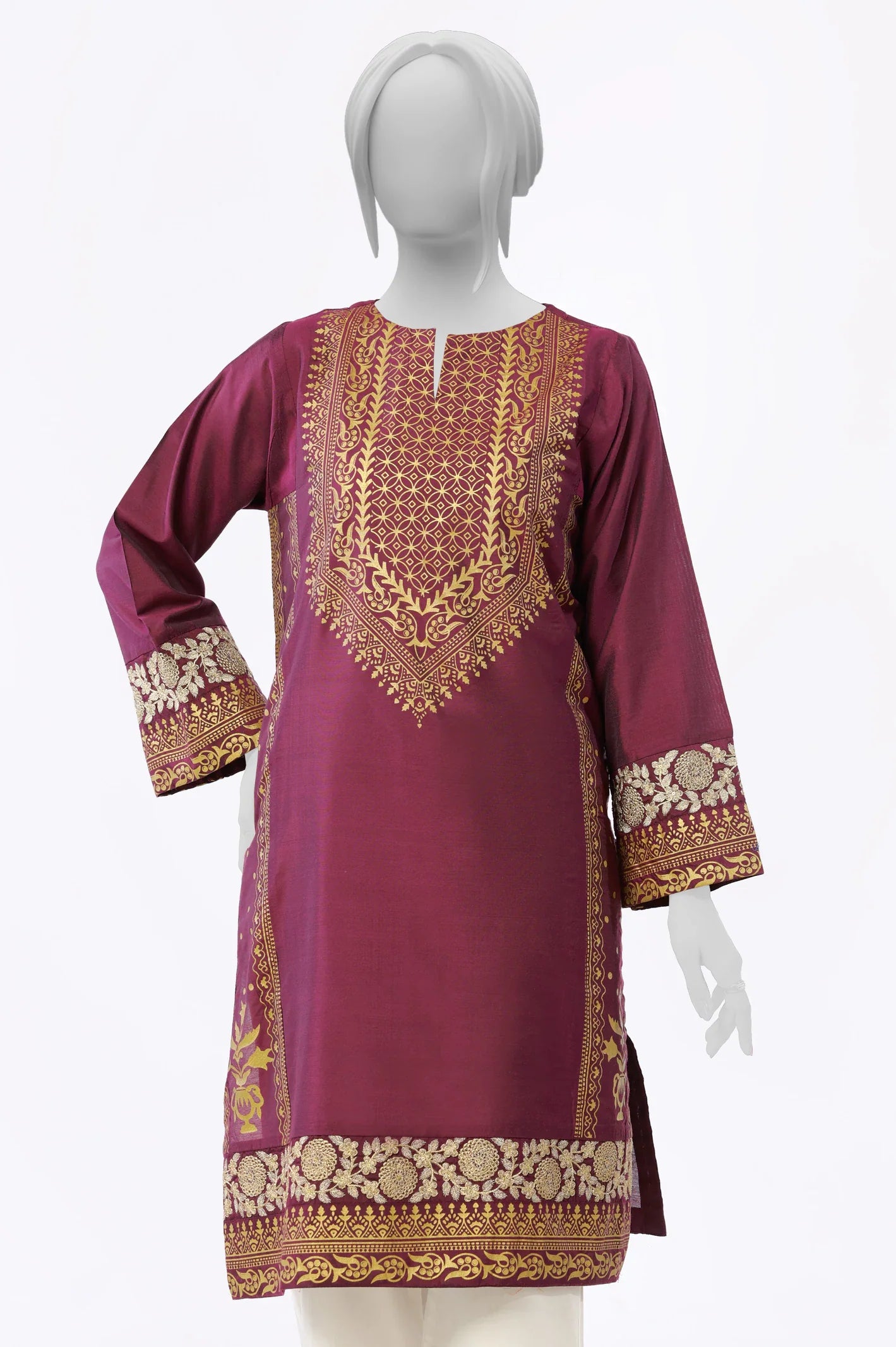 Magenta Embroidered Printed Kurti From Sohaye By Diners