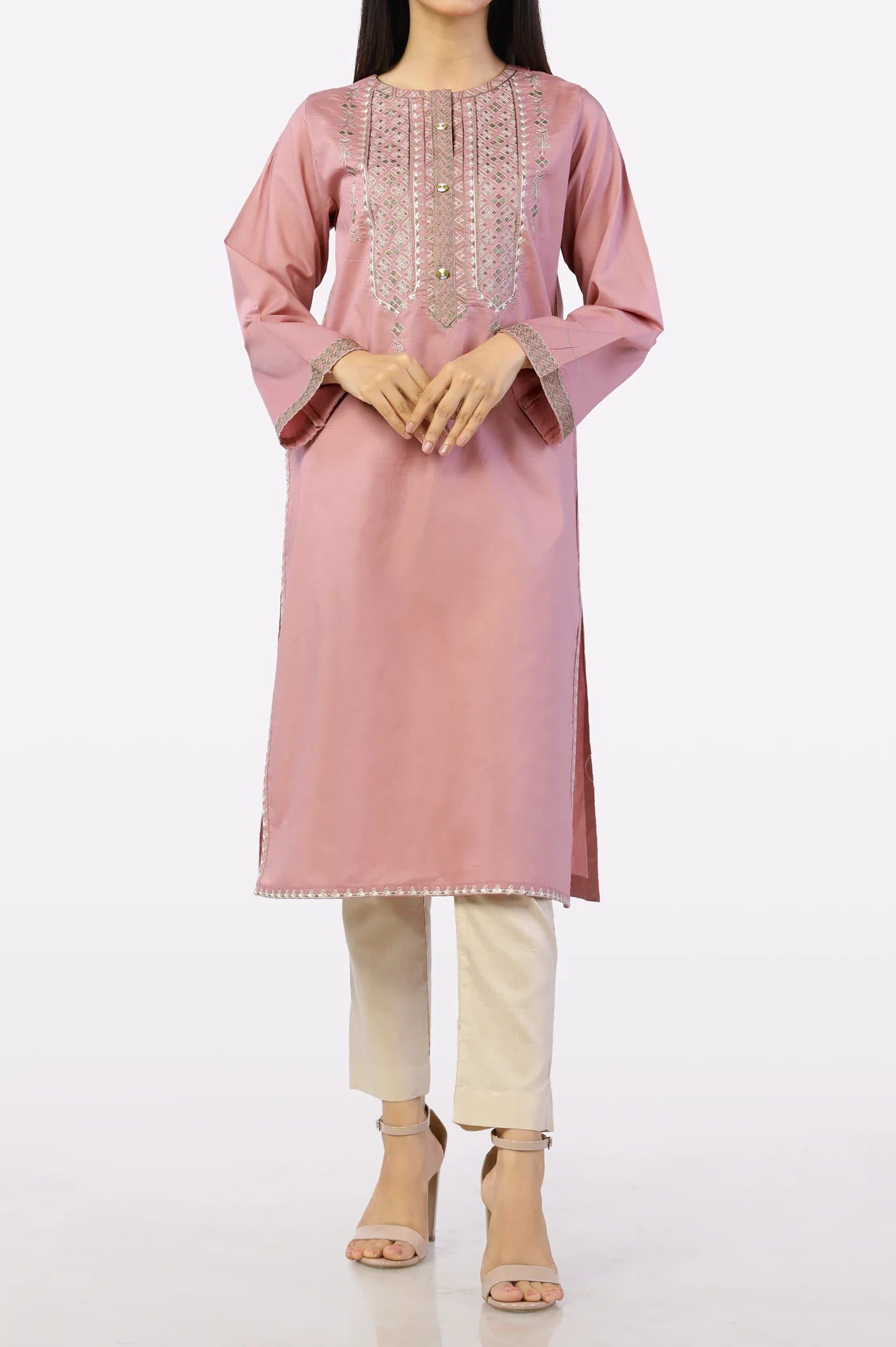 Pink Embroidered Kurti From Sohaye By Diners