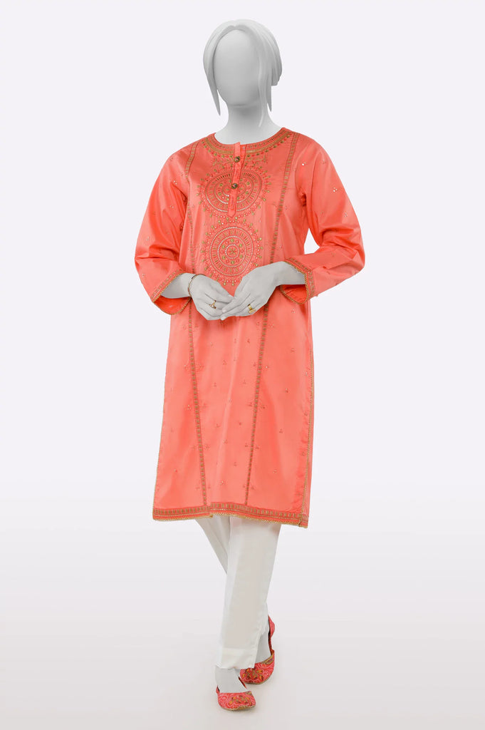 Peach Embroidered Kurti