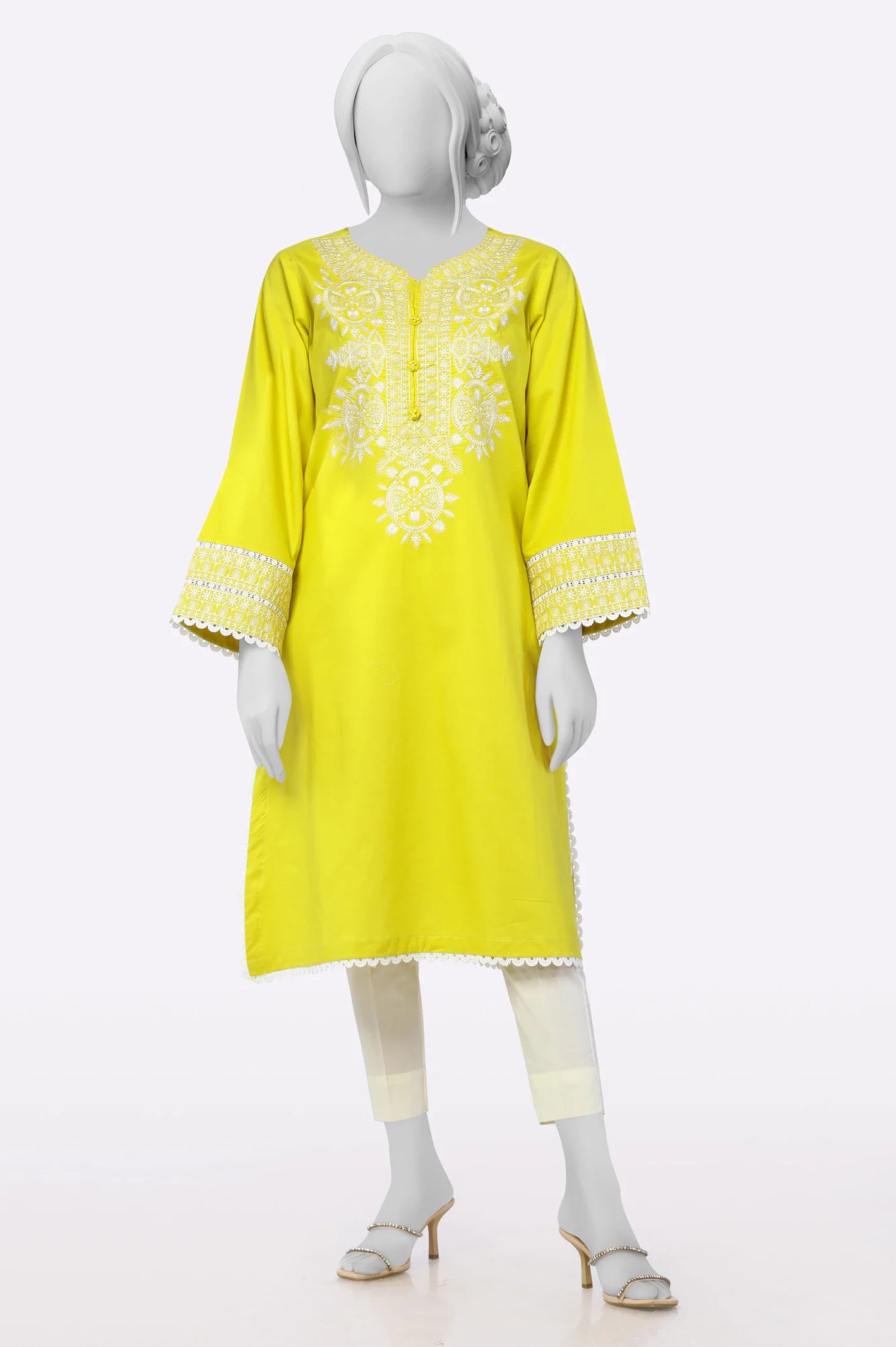 Yellow Embroidered Kurti From Sohaye By Diners