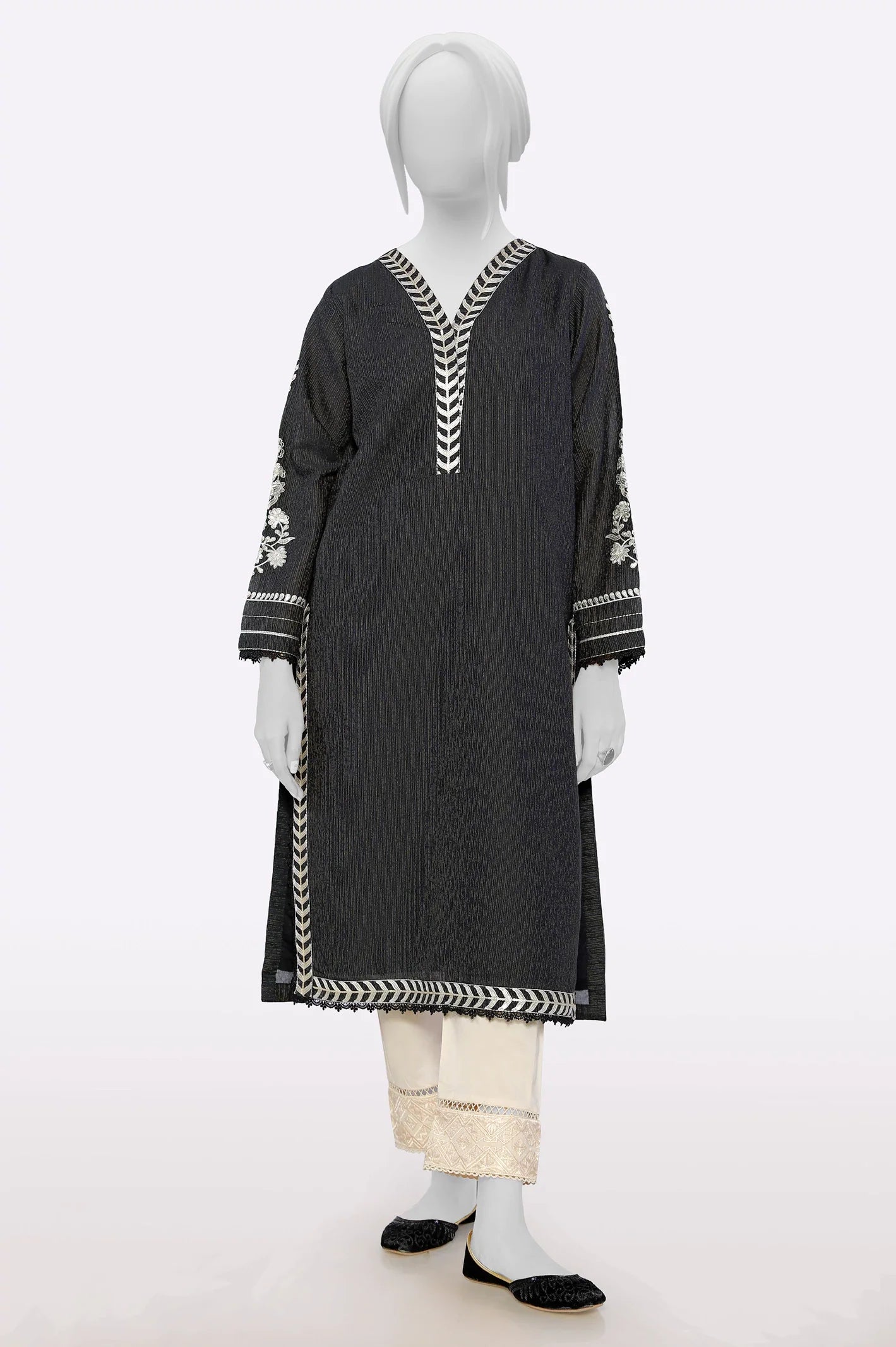 Black Embroidered Kurti From Sohaye By Diners