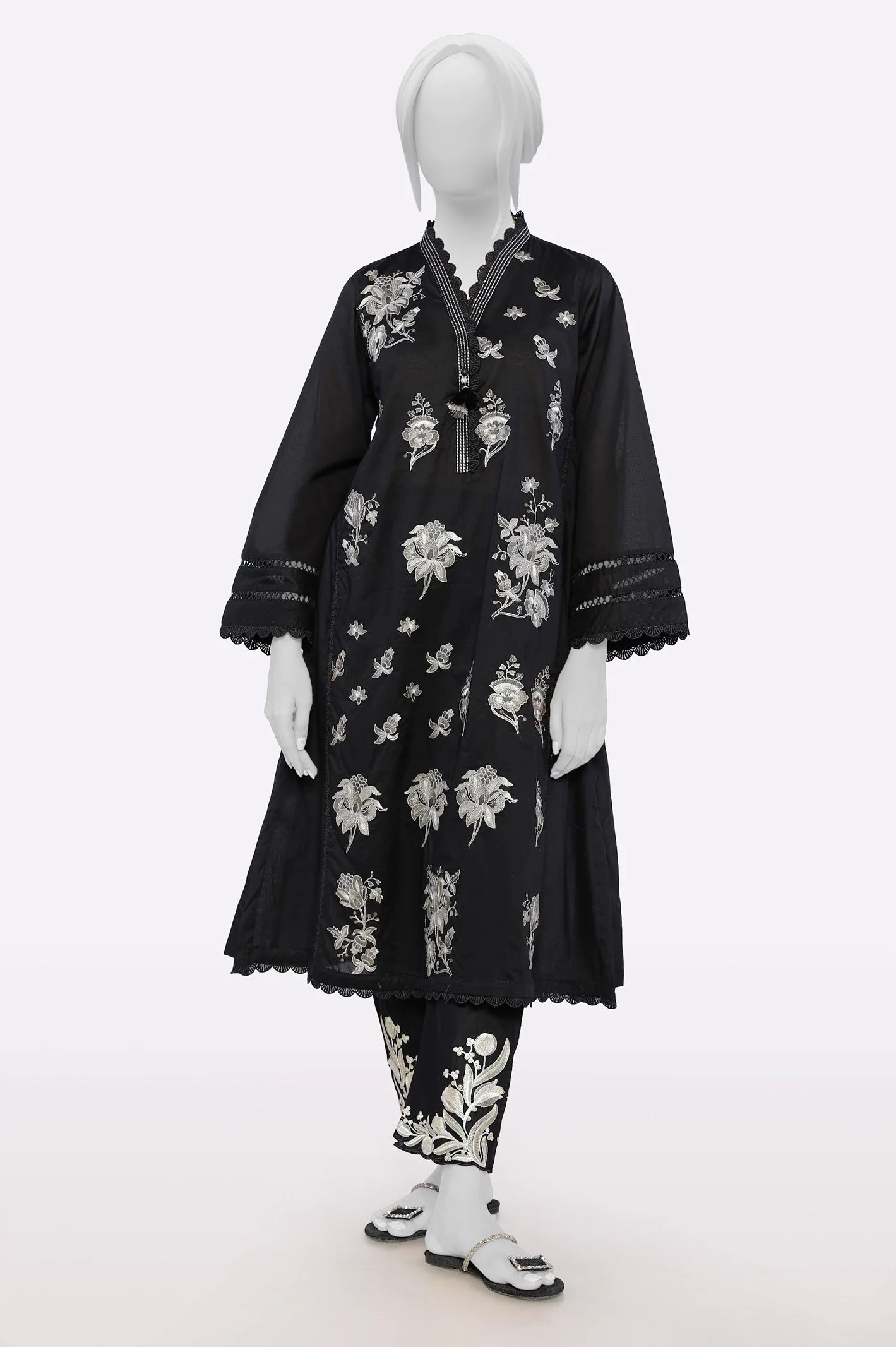 Black Embroidered Kurti From Sohaye By Diners