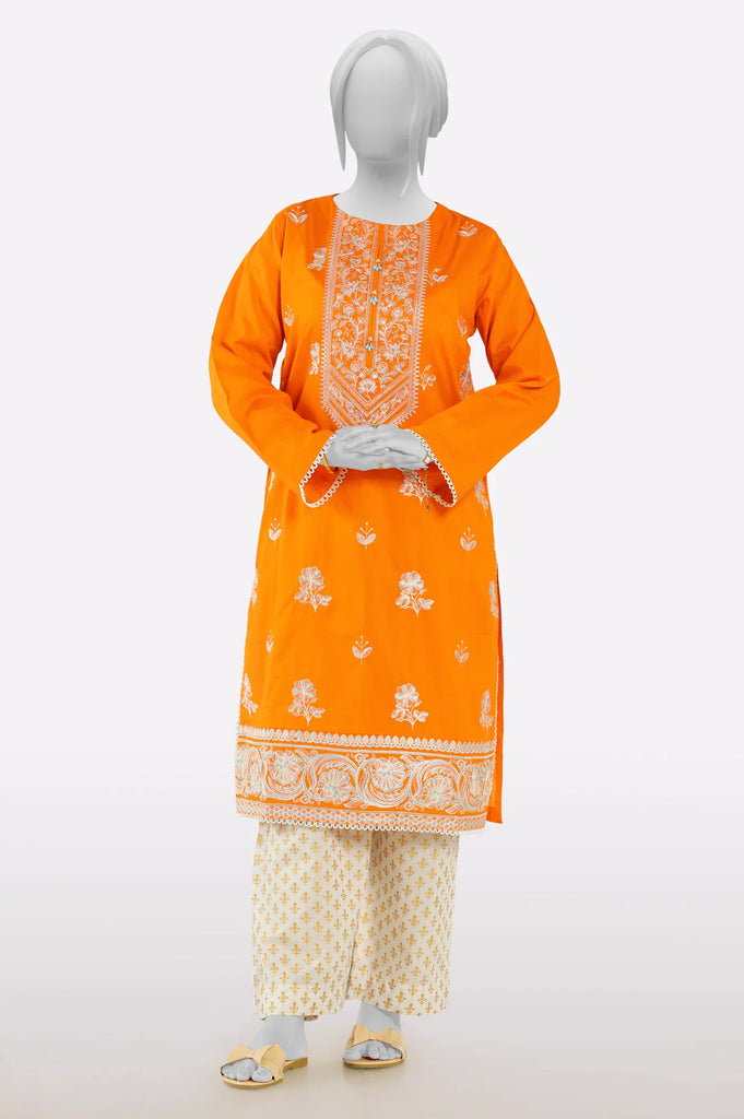 Orange Embroidered Kurti