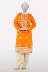Orange Embroidered Kurti