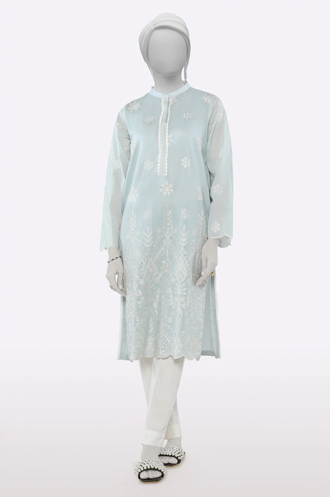 Light Grey Embroidered Kurti