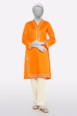 Orange Embroidered Kurti