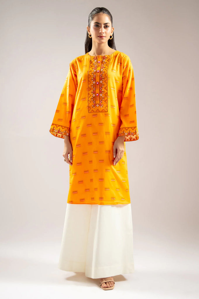 Orange Embroidered Kurti