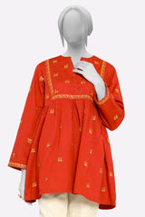 Red Embroidered Fusion Kurti