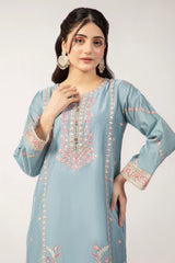 Light Blue Embroidered Kurti