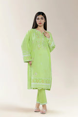Embroidered Cambric Green 2PC
