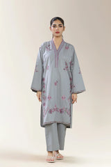 Embroidered Cambric Grey 2PC