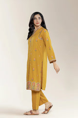 Embroidered Jacquard Mustard 2PC