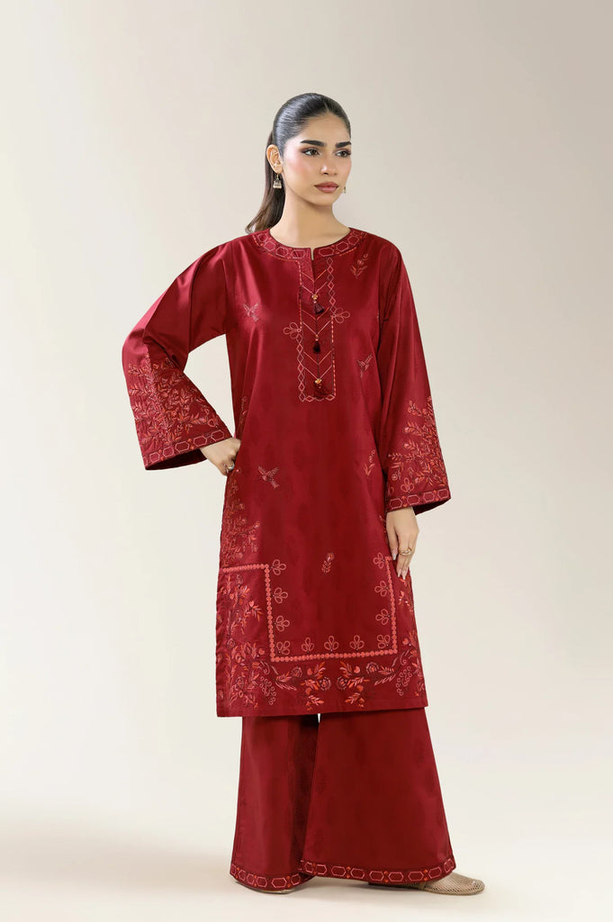 Viscose Self Jacquard-Maroon 2PC