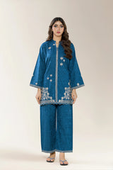 Embroidered Viscose Teal 2PC