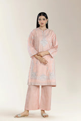 Embroidered Viscose Self Jacquard Peach 2Pc