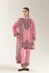 Printed Khaddar-Pink 3PC