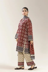 Printed Staple+Viscose-Maroon 3PC