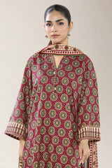 Printed Staple+Viscose-Red 3PC