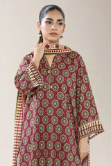 Printed Staple+Viscose-Red 3PC