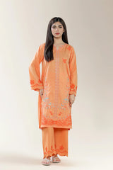 Embroidered Cambric Orange 2PC