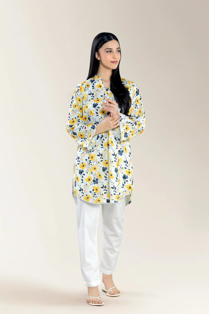 Print With Embroidery Schiffli-Yellow Shirt